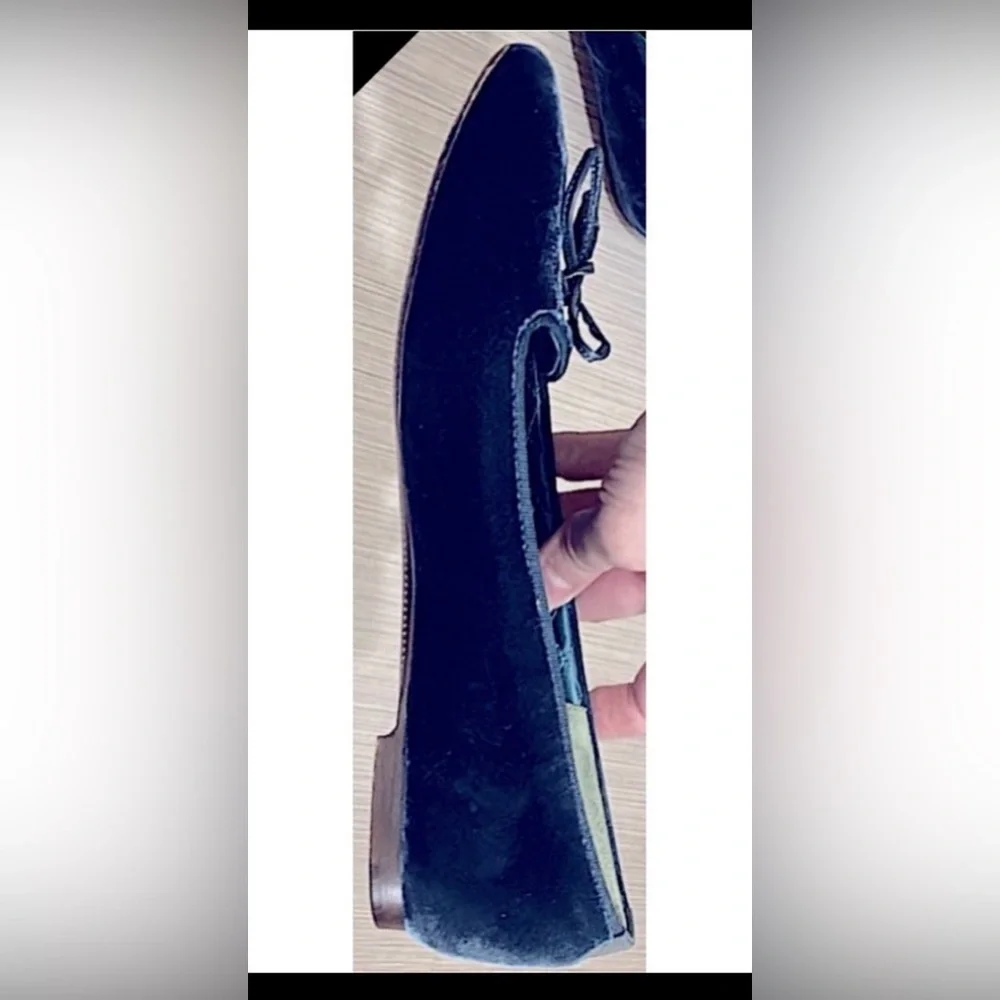 Tom Ford Velvet Bow Tie Flats Quilted Footbed Teal Blue EU /IT Size 36 = US  6.0
